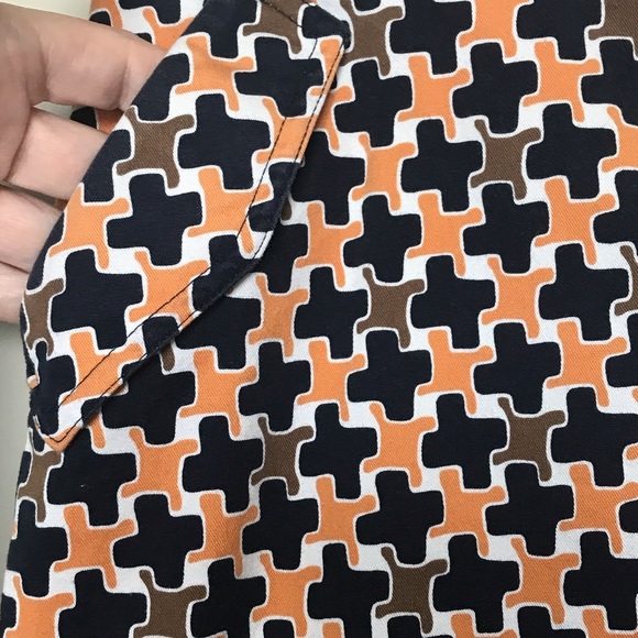 Talbots navy/orange/brown pencil skirt with front pockets size 4P stretch - Picture 4 of 9